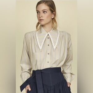 NWT Hunter Bell NY Miles Stripe Button Down Shirt - Sapphire Stripe